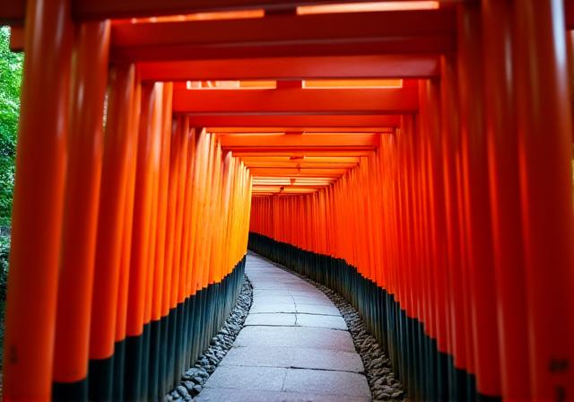 The iconic Fushimi Inari Shrine in Kyoto, Japan.