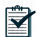 Icon representing a checkmark on a document.